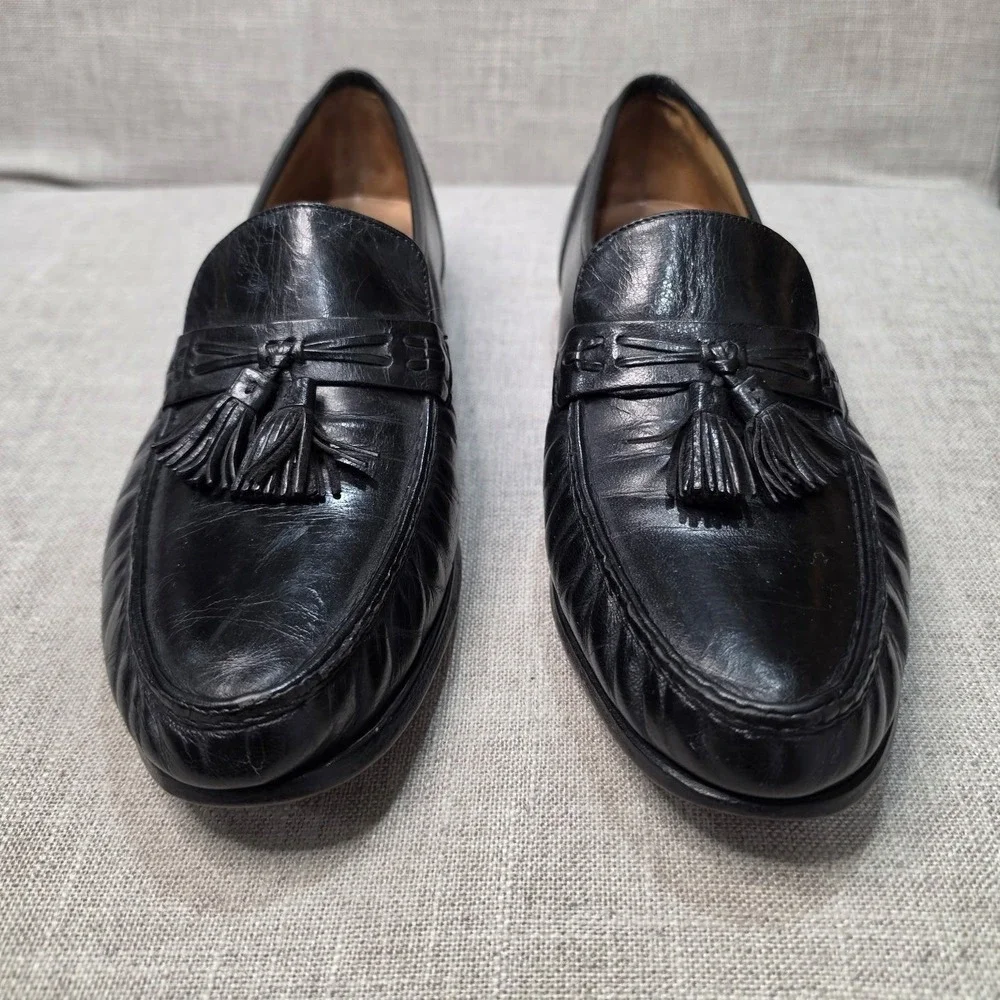 Bostonian Mens Black Leather Tassel Loafers Made in USA Dress Shoes 00628009